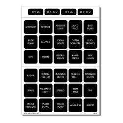 Blue Sea Systems, artnr: 4215B, Blue Sea Systems Label Kit DC H2O 30 Square Blk V1 (Bulk).