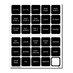 Blue Sea Systems, artnr: 4218B, Blue Sea Systems Label Kit DC H2O 30 Square Blk V2 (Bulk).