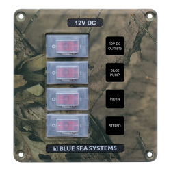 Blue Sea Systems, artnr: 4323, Blue Sea Systems Panel Switch H2O CB 4pos Camo (replaces 4323B-BSS).