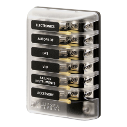 Blue Sea Systems, artnr: 5015B, Blue Sea Systems Fuse Block 3AG 6circuit w/ground (Bulk)..