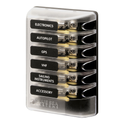 Blue Sea Systems, artnr: 5018B, Blue Sea Systems Fuse Block 3AG 6circuit (Bulk)..