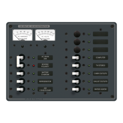 Blue Sea Systems, artnr: 8076, Blue Sea Systems Panel 120VAC 13pos w/Main V/Amtr (replaces 8076B-BSS).