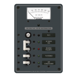 Blue Sea Systems, artnr: 8102, Blue Sea Systems Panel 120VAC 2pos w/ELCI Main 30A VMtr (replaces 8102B-BSS).