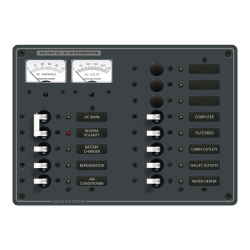 Blue Sea Systems, artnr: 8176, Blue Sea Systems Panel 230VAC 13pos w/Main V/Amtr (replaces 8176B-BSS).