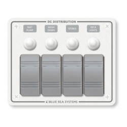 Blue Sea Systems, artnr: 8272, Blue Sea Systems Panel H2O 12VDC CLB 4pos H (replaces 8272B-BSS).