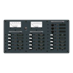 Blue Sea Systems, artnr: 8378, Blue Sea Systems Panel DC 18pos V/AMtr (replaces 8378B-BSS).