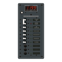 Blue Sea Systems, artnr: 8406, Blue Sea Systems Panel 120VAC 10pos w/Main DMM (replaces 8406B-BSS).