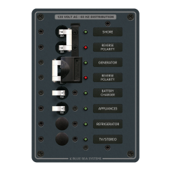 Blue Sea Systems, artnr: 8467, Blue Sea Systems Panel 120VAC SourceSel 8pos 30A (replaces 8467B-BSS).