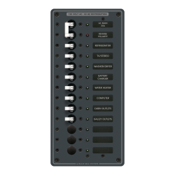 Blue Sea Systems, artnr: 8485, Blue Sea Systems Panel 120VAC 13pos w/Main V (replaces 8485B-BSS).