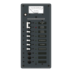 Blue Sea Systems, artnr: 8488, Blue Sea Systems Panel 120VAC 10pos w/Main VMtr (replaces 8488B-BSS).